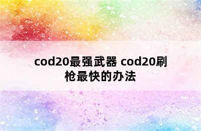 cod20最强武器 cod20刷枪最快的办法